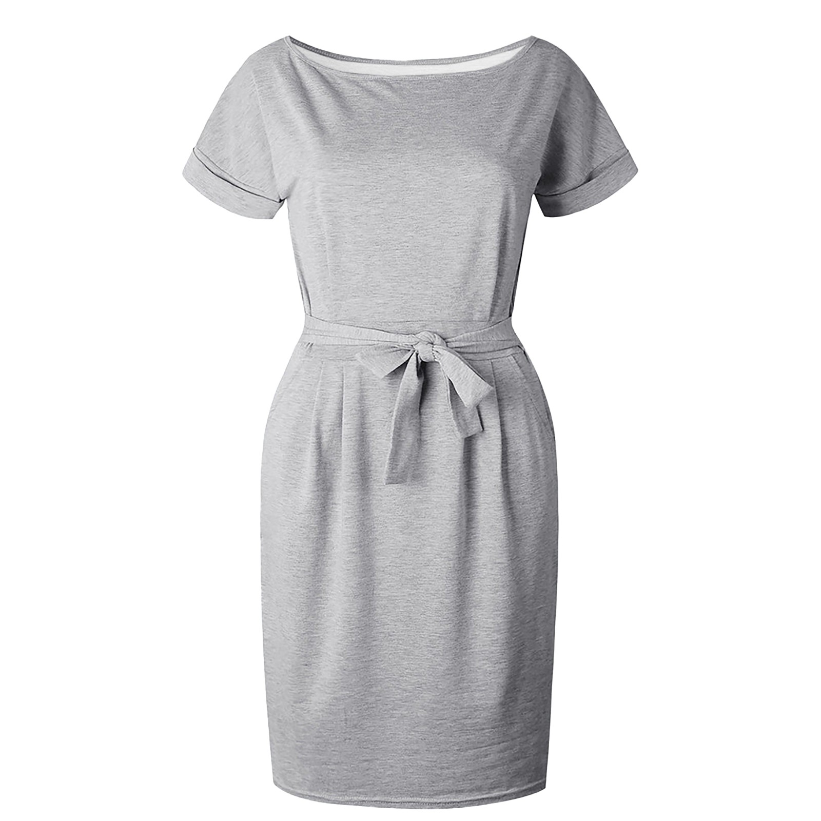 thumbnail image 4 of Vestido de verano para mujer con cinturón: manga corta, informal/para salir, fácil de cuidar, versátil para diversas ocasiones., 4 of 6
